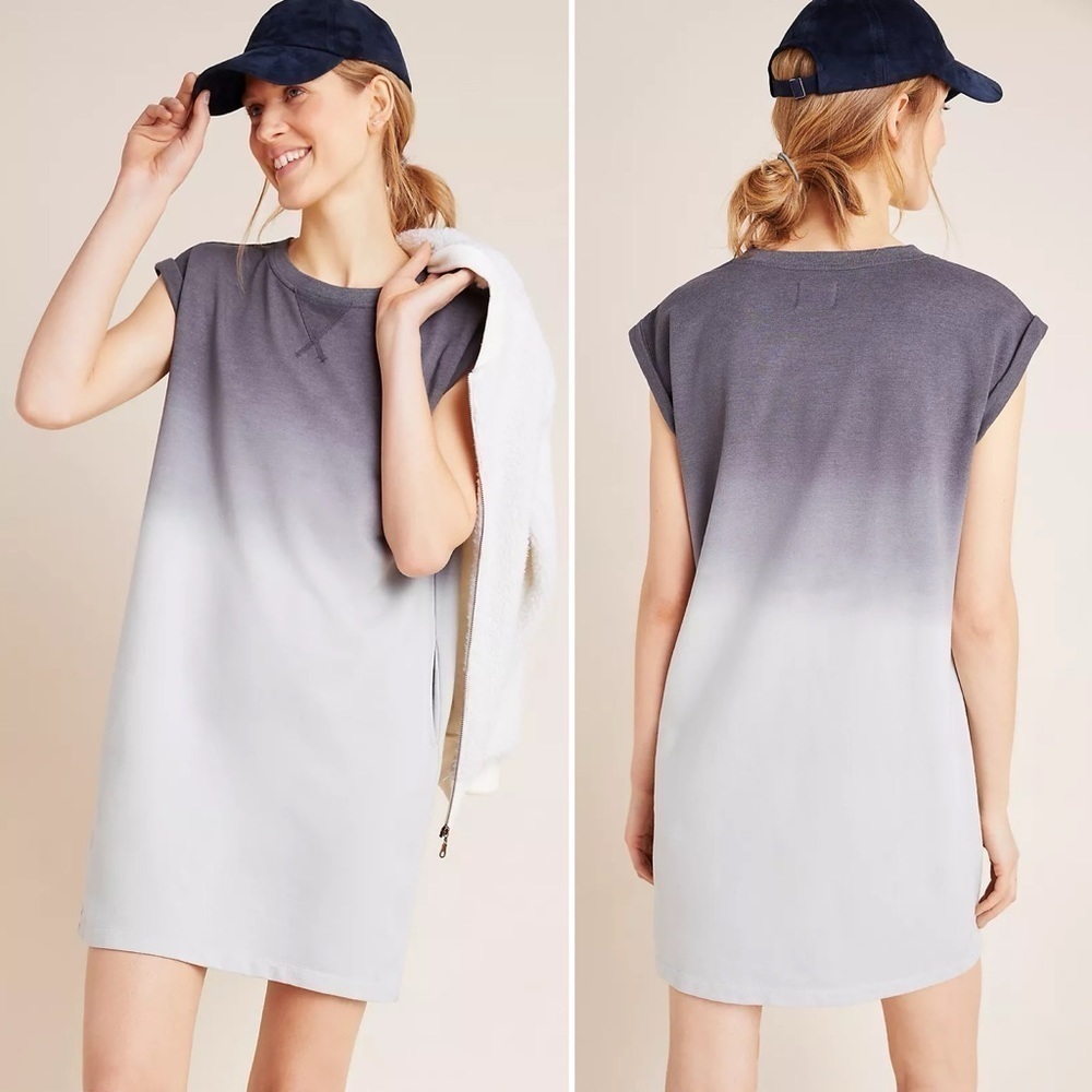 Anthropologie Sundays‎ Nikol Ombré Sweatshirt Tunic 0 XS mini dress neutral